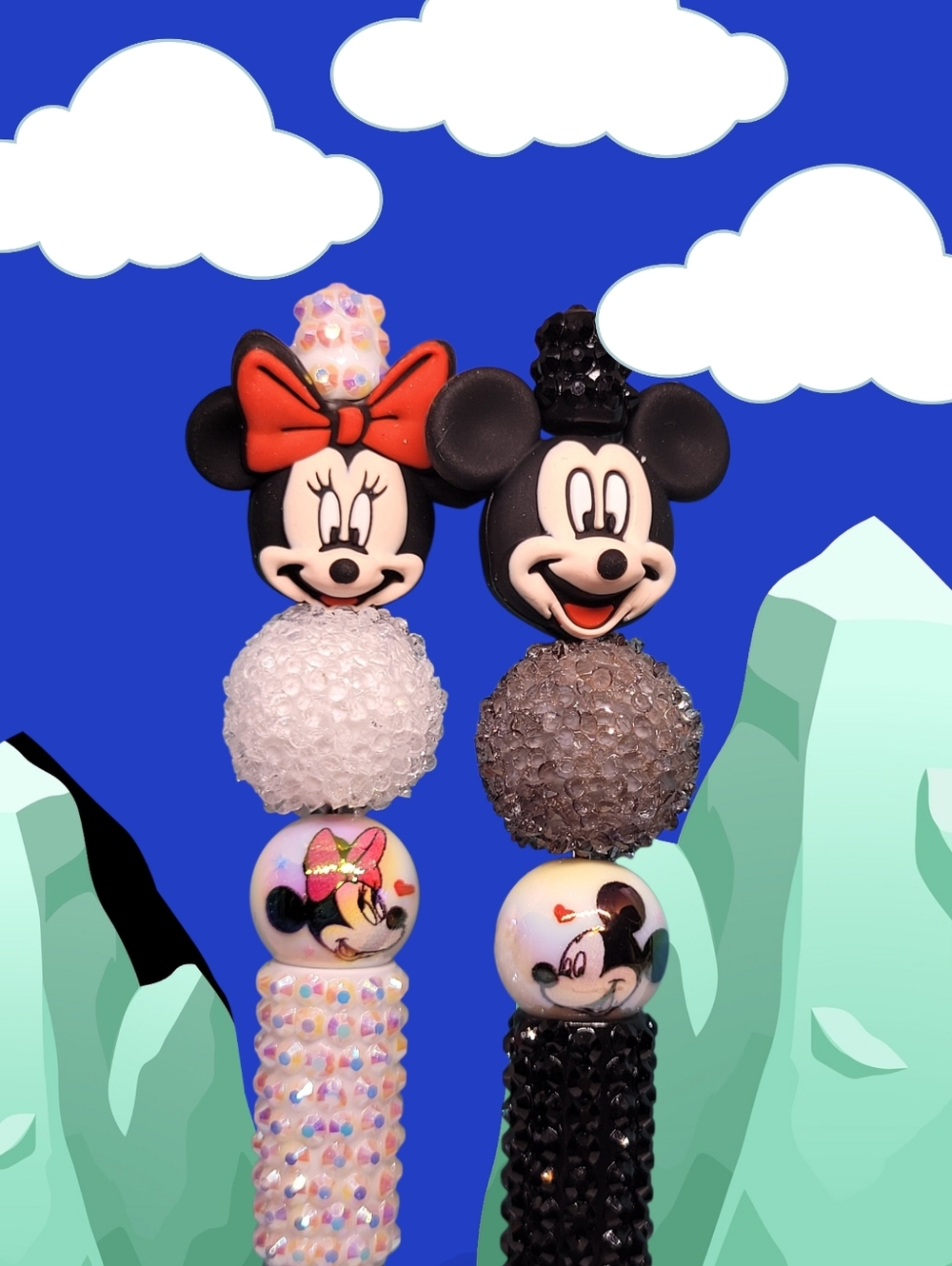 Mickey and Minnie Mouse Beaded Pens